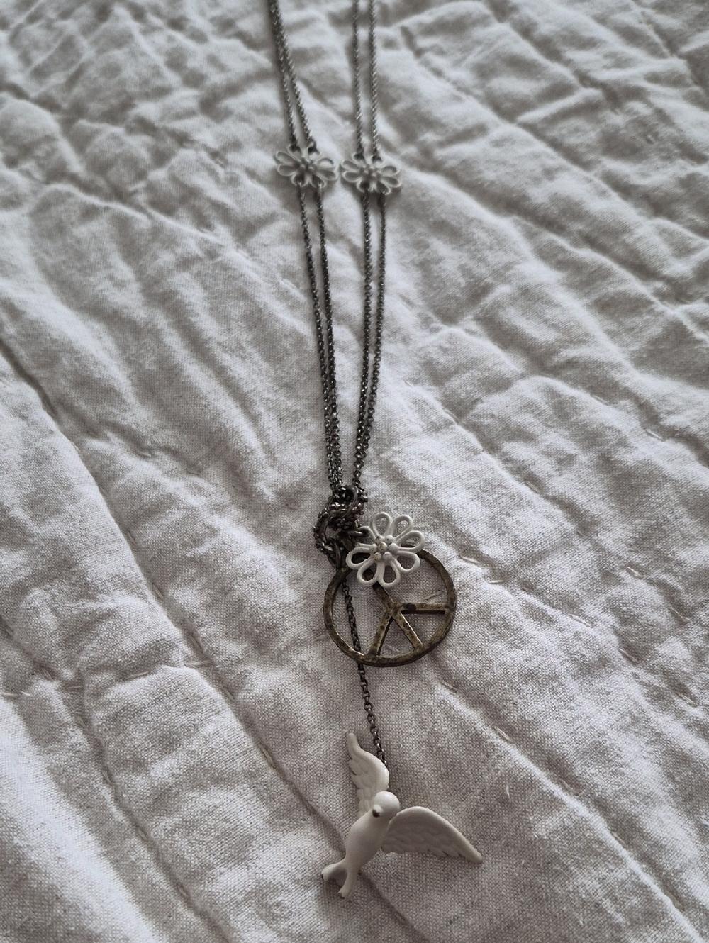 Lucky Brand Dove, Peace, And Flower Necklace